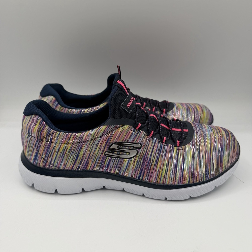 Skechers Summits Light Shoes Womens 9.5 Rainbow Colorful Slip On Sneakers 12984